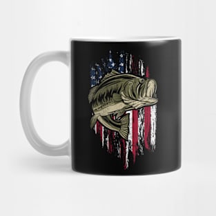 Bass Fishing American Flag 4Th Of July For Fisherman Mug